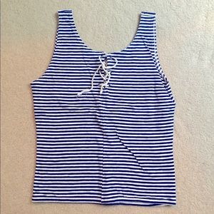 Blue and white striped Hollister Tank
